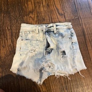 Acid wash jean shorts